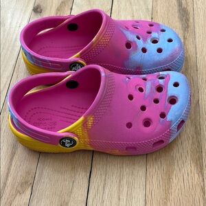 Crocs Kids Classic Clog - Pink Blue Yellow Tie-Dye